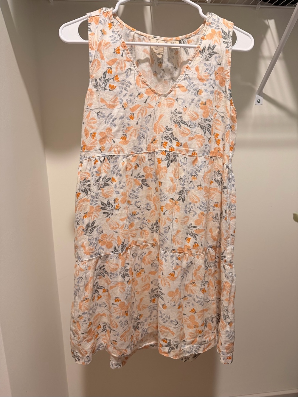 Joie Linen Floral Sun Dress with Peach & Blue Florals